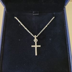 Swarovski Pave Crystal Cross Necklace in Silver